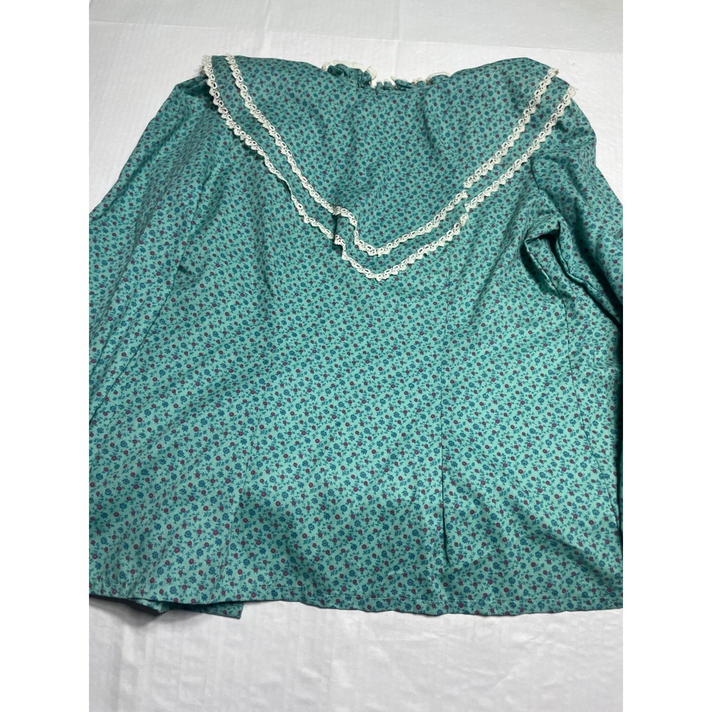 Bryn Mawr Bobbie Brooks Vintage Teal Floral Lace Sailor Collar Blouse 12 5562 - Picture 8 of 8